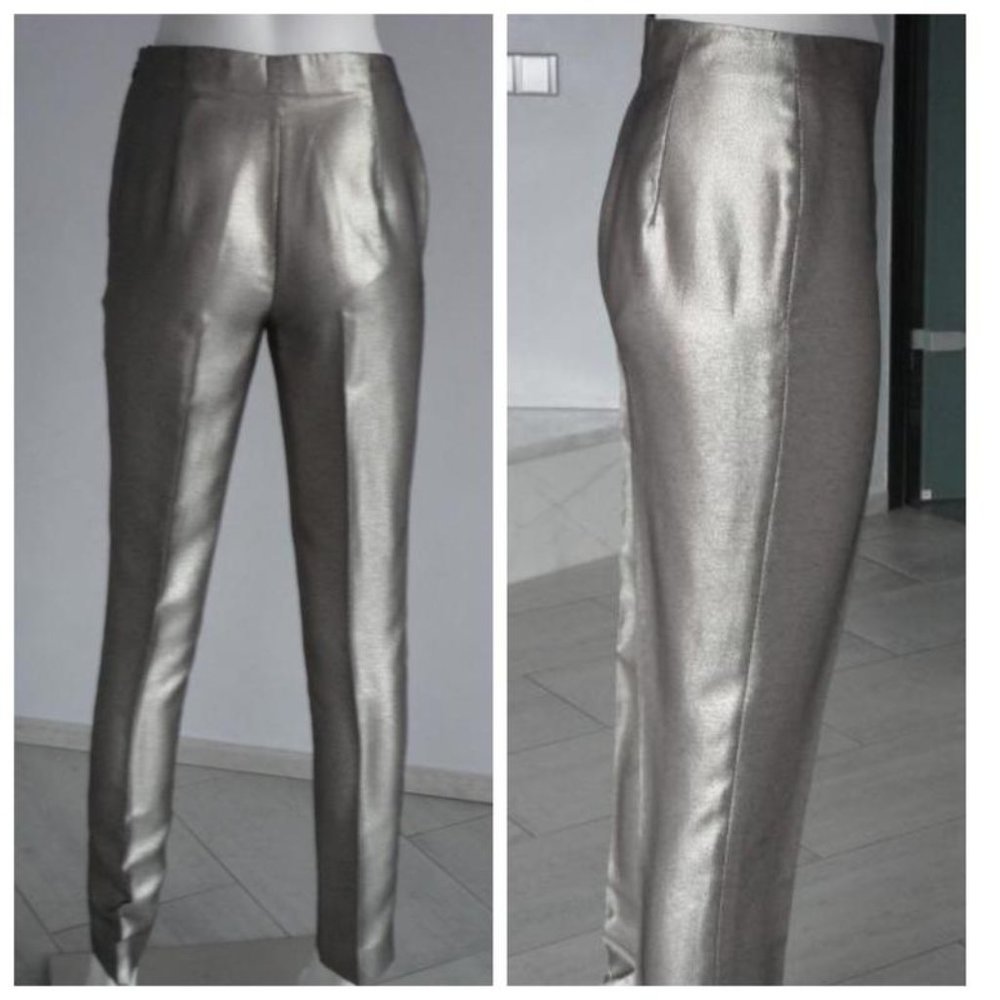RALPH LAUREN COLLECTION Purple Label NWT Metallic Silver Snake Pants Sz 4 Luxury